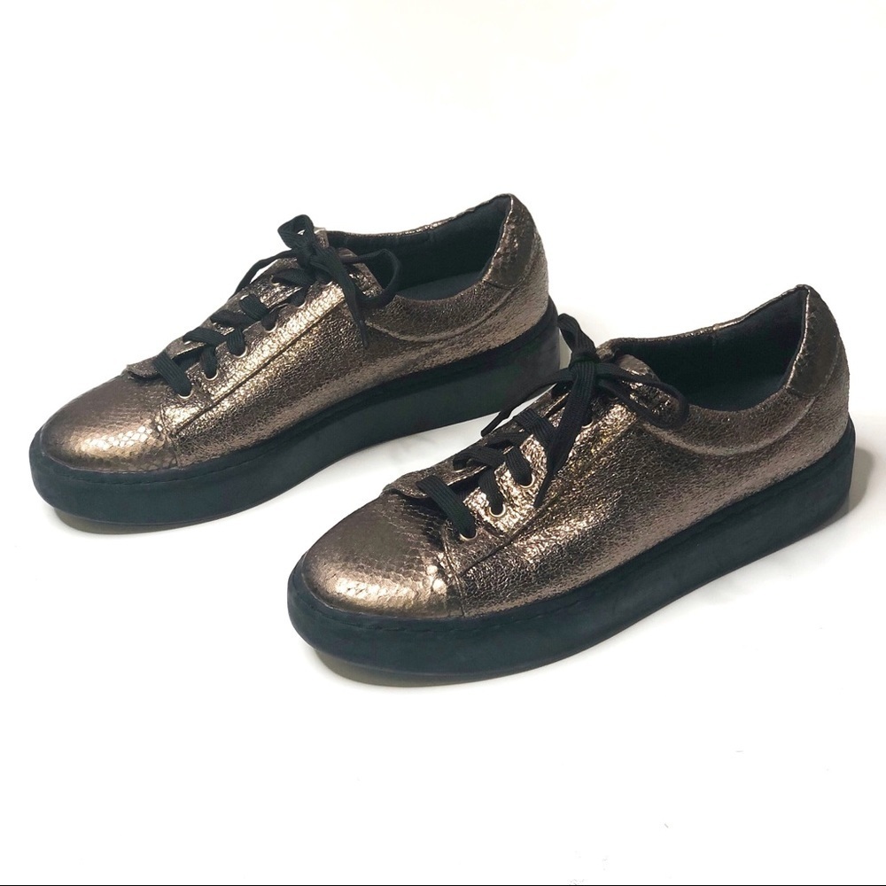 Design Lab Lord & Taylor Metallic Snakeskin Platform Sneakers Bronze Copper 7.5